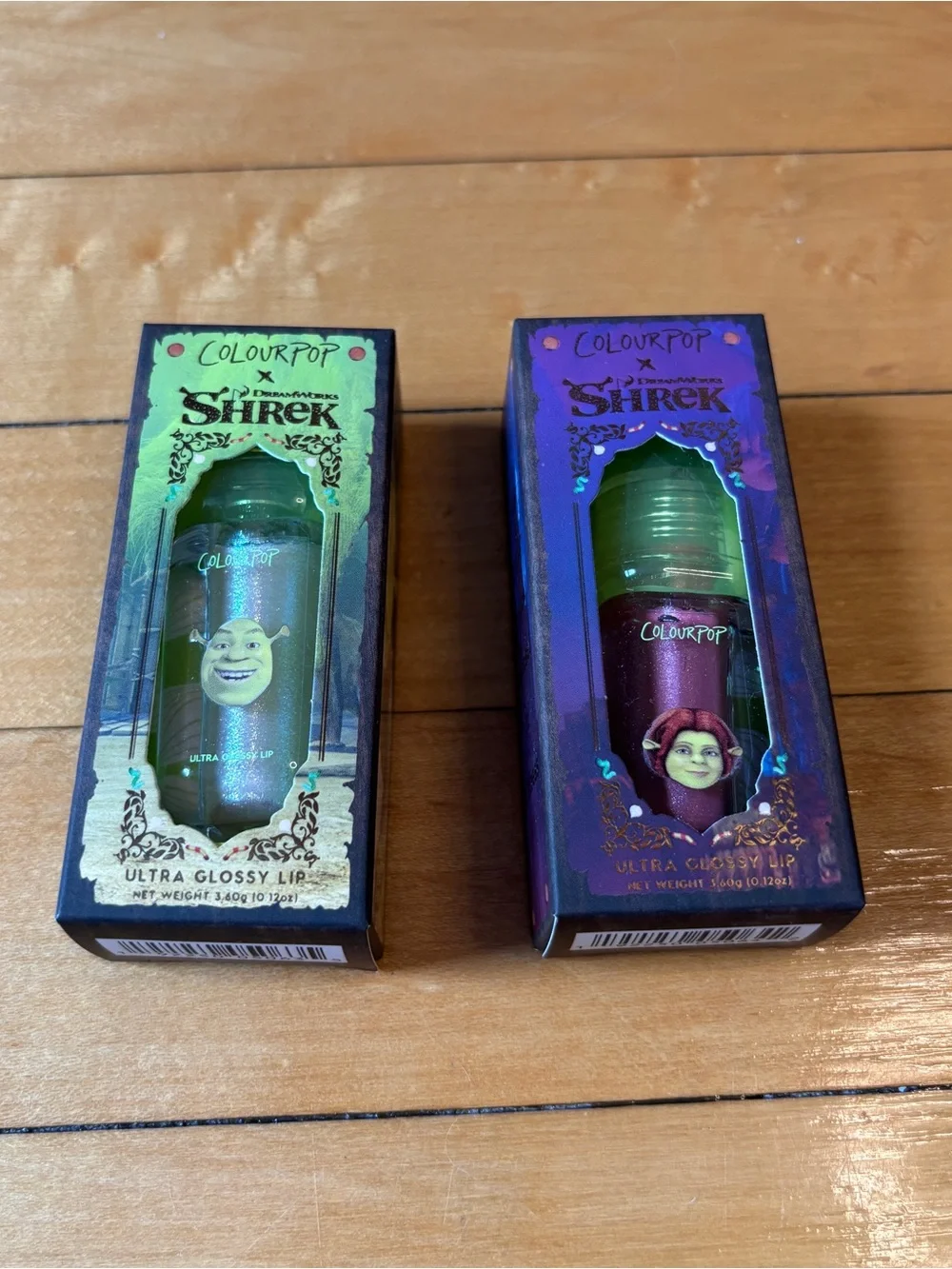 New in Box ColourPop x Shrek Limited Edition Ultra Glossy Lip Gloss - Set of 2